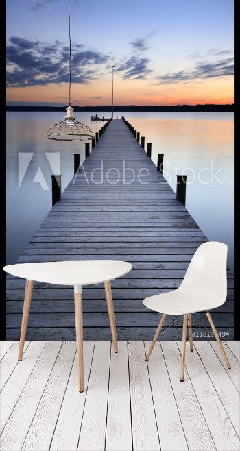 Picture of Lake at Sunset Long Wooden Pier
